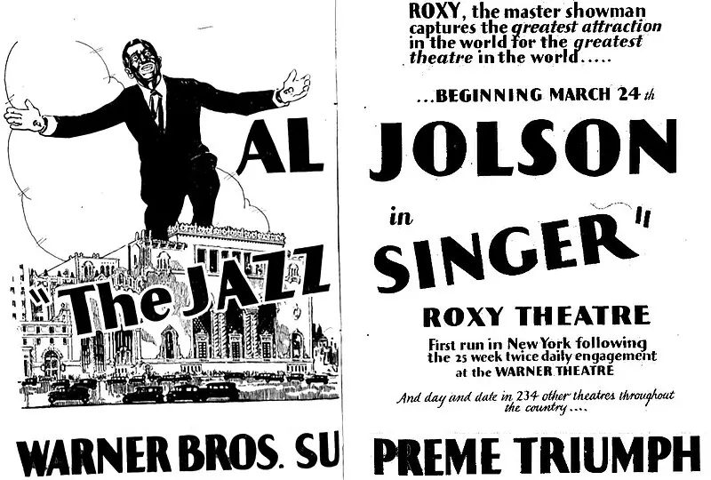 Dirigido por Alan Crosland, o filme é considerado o primeiro longa-metragem a sincronizar falas e cantos com discos de acetato | Foto: Reprodução/Wikimedia Commons