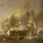 Depois de cinco horas de combate intenso na Batalha de Trafalgar, os britânicos destruíram 19 navios inimigos sem perder nenhuma embarcação | Foto: Reprodução/Wikimedia Commons