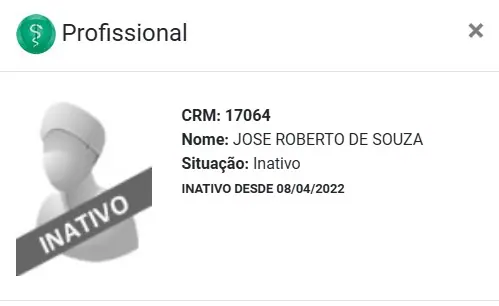 O registro do médico está inativo desde 2022, um ano depois de supostamente ter examinado Boulos | Foto: Divulgação/CRM