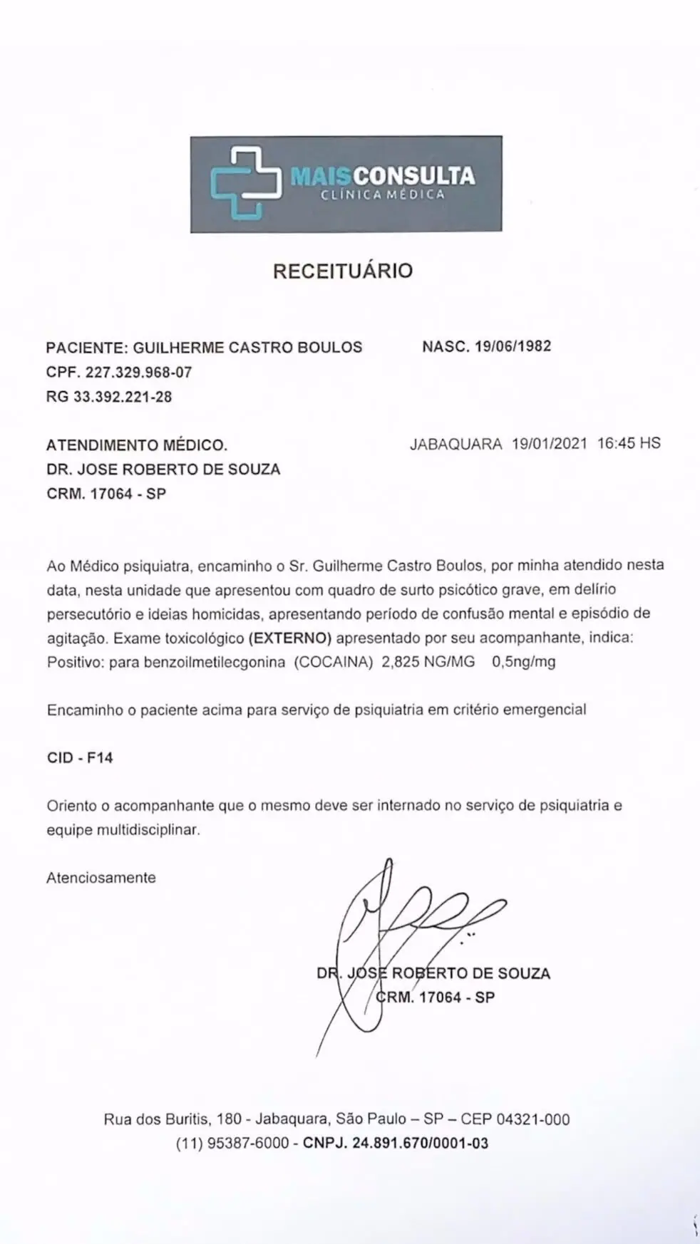 Em 19 de janeiro de 2021, Boulos teria sido atendido na clínica Mais Consultas, instalada no Jabaquara, zona sul da capital paulista | Foto: Reprodução/Instagram