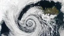 Foto de satélite mostra um ciclone extratropical