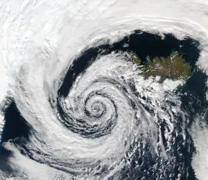 Foto de satélite mostra um ciclone extratropical