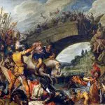 A batalha da Ponte Mílvia por Pieter Lastman, 1613, que teve a participação de Constantino I | Foto: Reprodução/Wikimedia Commons