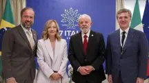 Nesta foto, em 15 de junho, estão Alexandre Silveira, a primeira-ministra italiana, Giorgia Meloni, o presidente Lula e o CEO global da Enel: promessa de investimentos no Brasil e renovação de concessão podem estar comprometidos com a novo crise de apagão em São Paulo; menos de um mês depois do encontro, Enel Brasil contrata conselheiro inexperiente por suposta influência do ministro de Minas e Energia | Foto: Enel/Divulgação