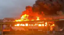 Ônibus é incendiado durante briga entre torcedores do Palmeiras e Cruzeiro em SP | Foto: Reprodução/Redes sociais