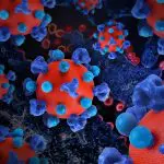 Arte criativa com impressões 3D coloridas de partículas do vírus HIV