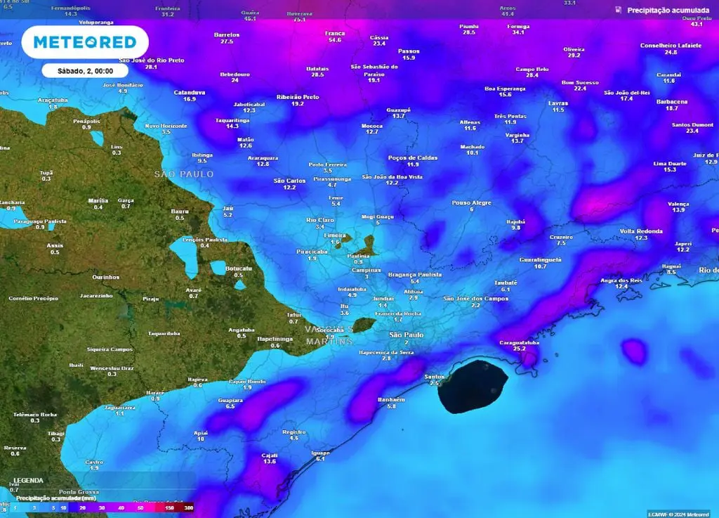 Mapa chuva em SP