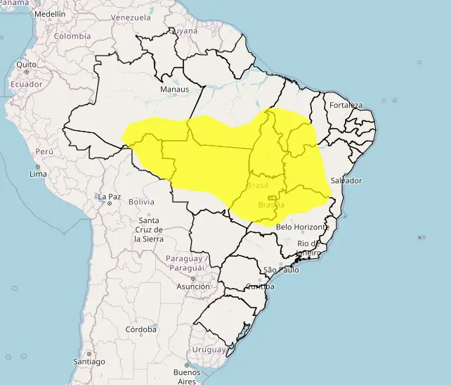 Mapa de alerta por chuvas intensas