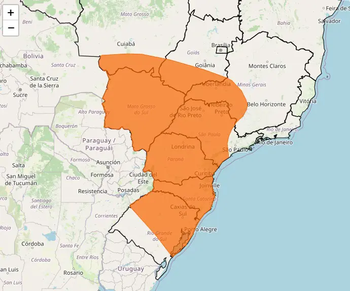 Mapa de alerta de tempestade