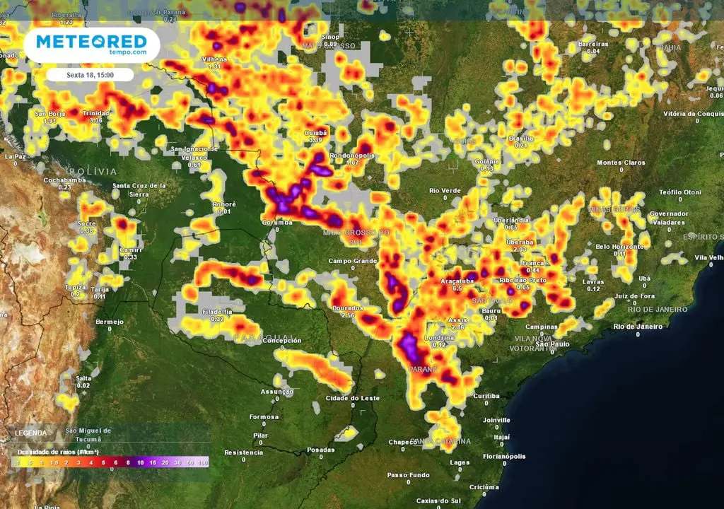 Mapa mostra densidade de raios