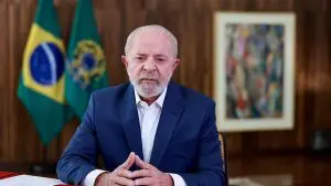 O presidente da República, Luiz Inácio Lula da Silva, em discurso on-line na 16ª Cúpula dos Brics