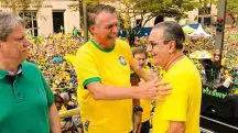 Pastor Silas Malafaia, ex-presidente Jair Bolsonaro e governador de São Paulo, Tarcísio de Freitas, em ato do 7 de setembro