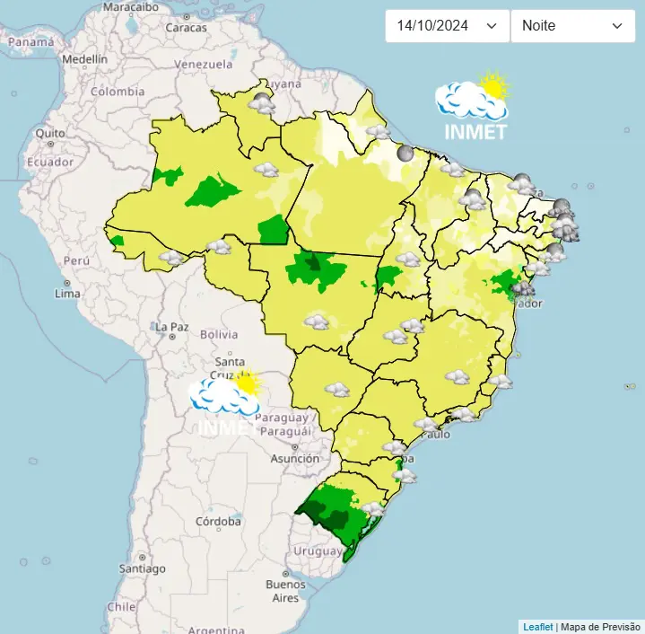 Maceió deve ter muitas nuvens, enquanto em Aracaju esse cenário será mais extremado, com o céu totalmente coberto | Foto: Divulgação/Inmet