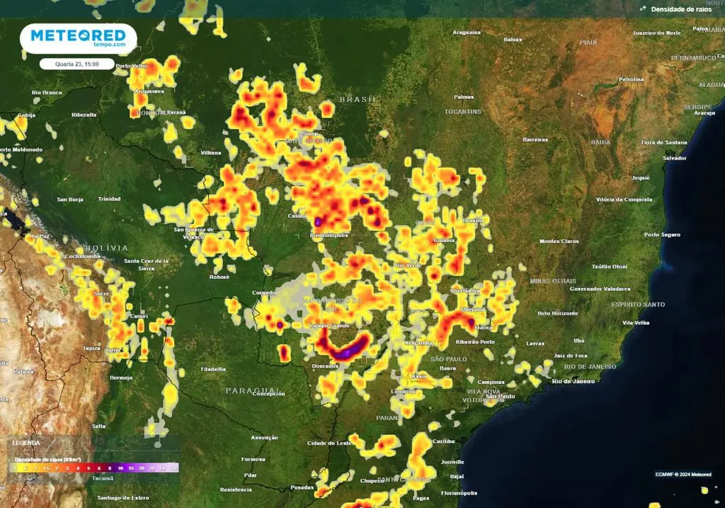 Pela manhã, há previsão de chuvas leves e abrangentes no centro-sul, no oeste e no norte de São Paulo | Foto: Divulgação/Meteored