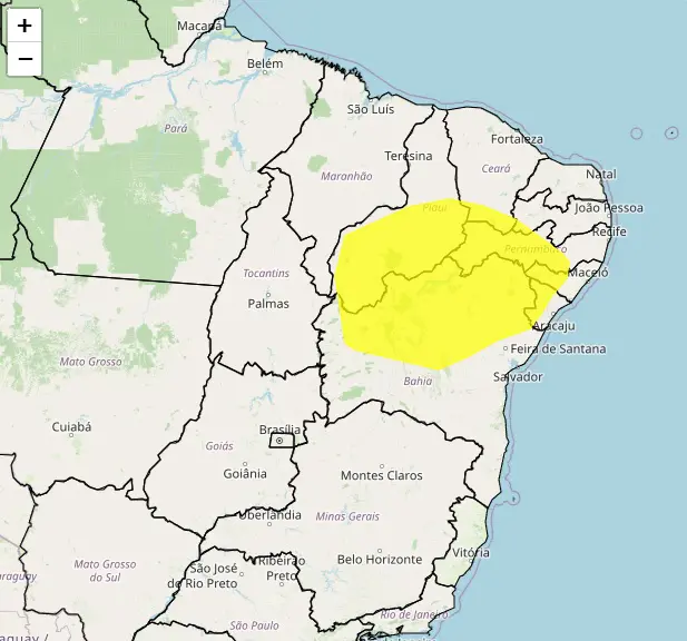 Regiões de Alagoas, Pernambuco, Bahia, Sergipe e Ceará estão em alerta | Foto: Divulgação/Inmet