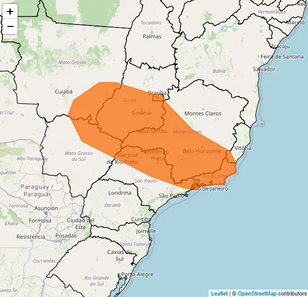 Mato Grosso do Sul, Mato Grosso, Goiás, São Paulo, Minas Gerais e Belo Horizonte estão sob alerta de tempestade | Foto: Divulgação/Inmet