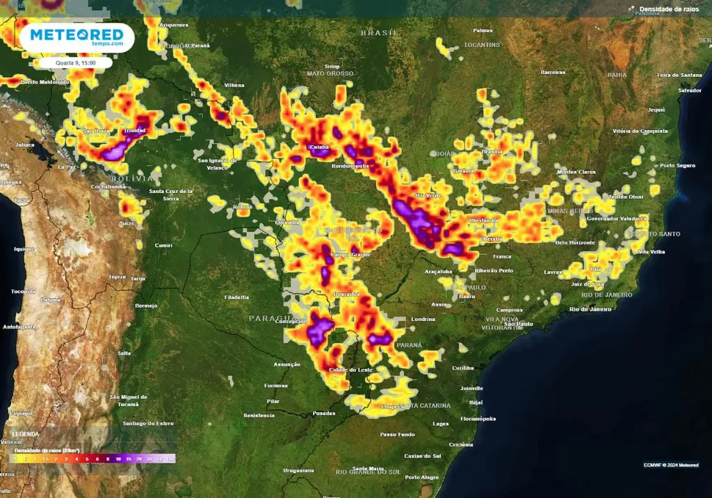 Mapa mostra densidade dos raios