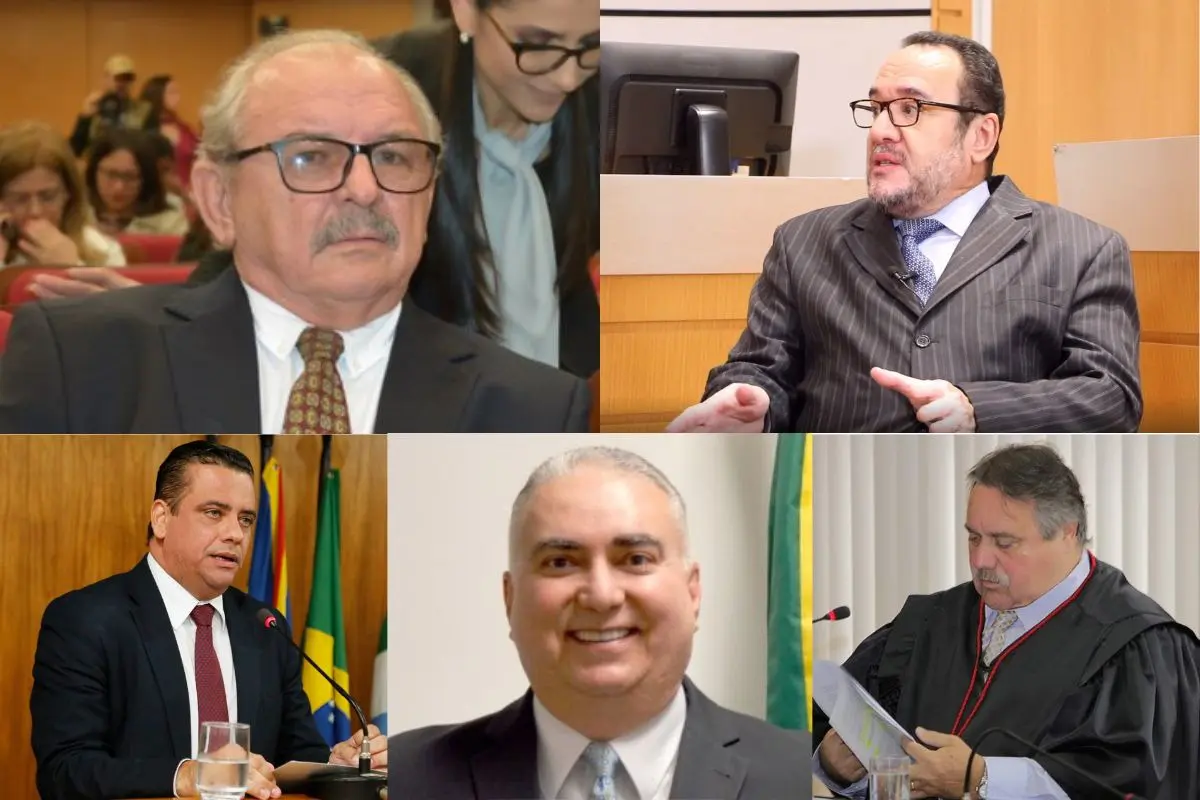 Desembargadores afastados pela Justiça: (acima) Sideni Pimentel e Vladimir Abreu; (abaixo) Alexandre Bastos, Sérgio Fernandes e Marcos Brito | Foto: Reprodução: redes sociais