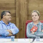Deputado estadual de São Paulo Emídio de Souza e presidente do Partido dos Trabalhadores (PT), Gleisi Hoffmann