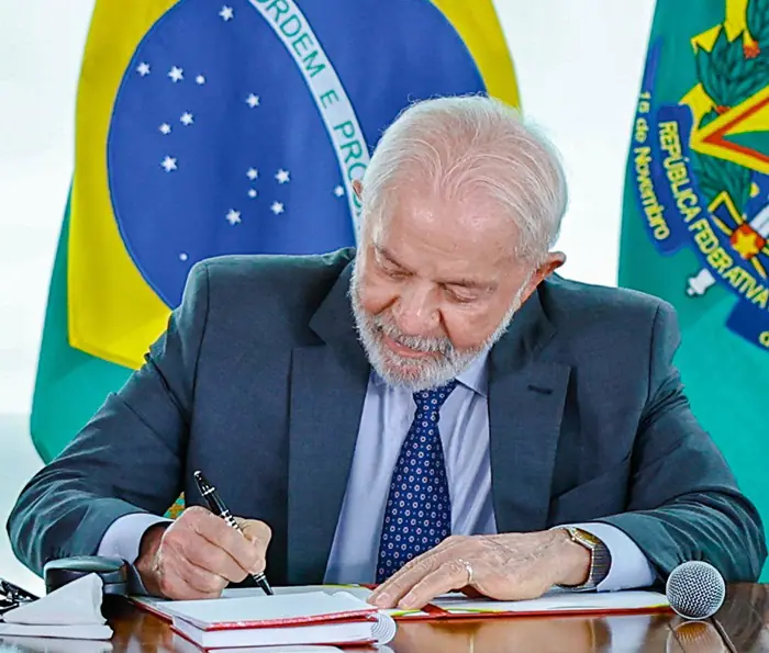 Presidente da República, Luiz Inácio Lula da Silva, durante sanção de projeto de lei