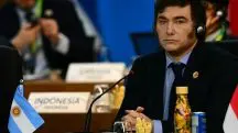 O presidente da Argentina, Javier Milei, durante a Cúpula de Líderes do G20: protocolo diplomático acompanhado de críticas ao intervencionismo estatal e à censura nas redes sociais | Foto: Reprodução/Twitter/X