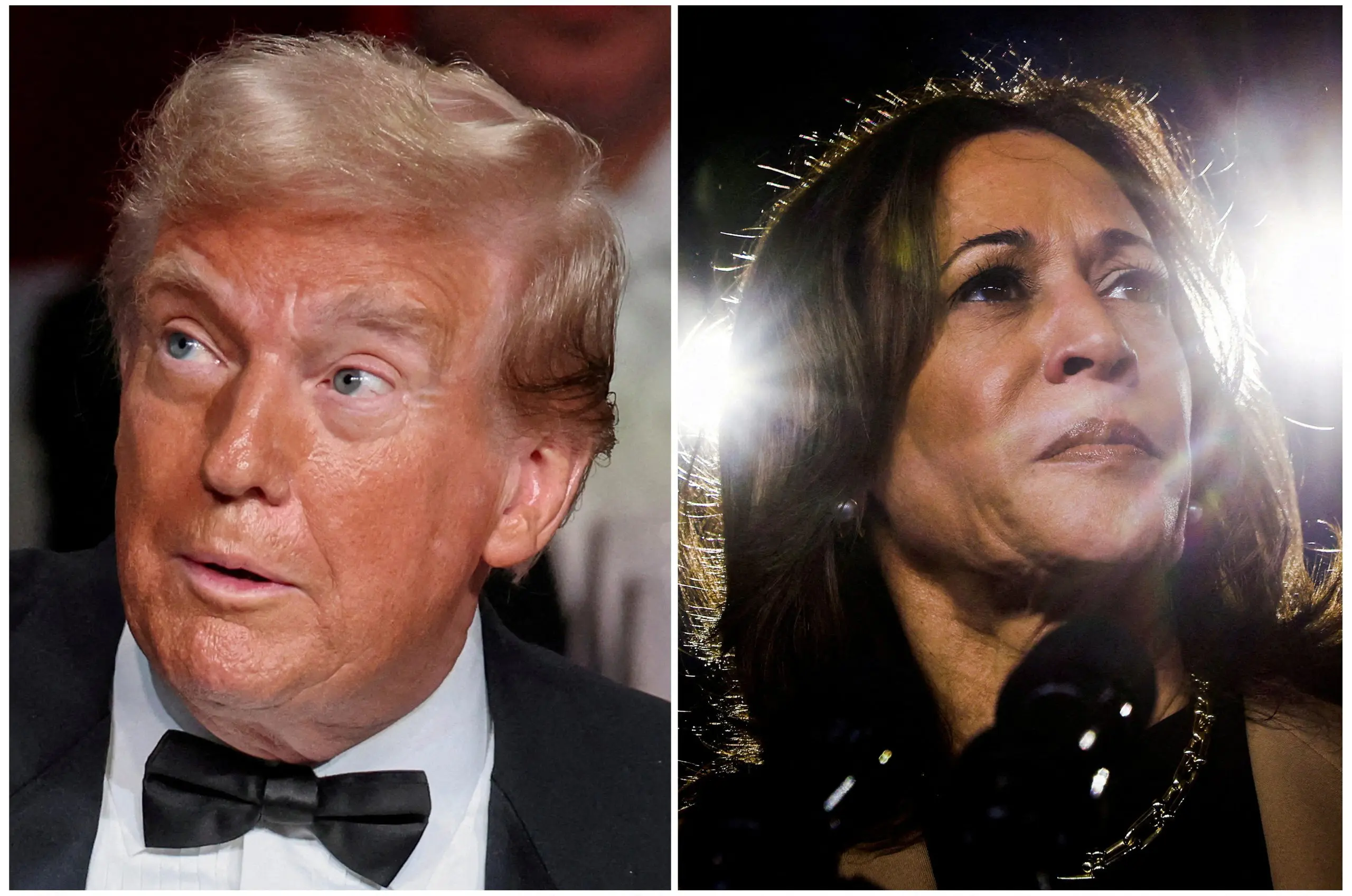 Donald Trump e Kamala Harris disputam a cadeira presidencial dos EUA nesta terça-feira, 5 | Foto: Brendan McDermid & Evelyn Hockstein/Reuters
