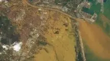 O Operador Terrestre Operacional (OLI) do satélite Landsat 8, da Nasa, captou imagens que mostram as inundações generalizadas em terras urbanas e agrícolas dentro e ao redor da cidade costeira de Valência, na Espanha | Foto: Divulgação/Nasa