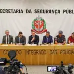 Força-tarefa do governo do Estado de São Paulo investiga o caso. Ao centro, o secretário de Segurança Pública de SP, Guilherme Derrite