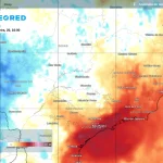 Mapa de temperatura antes da frente fria