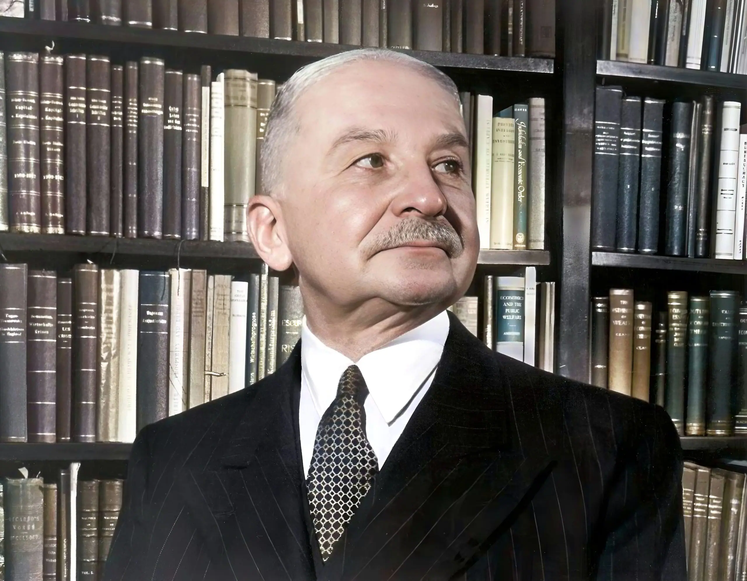 Ludwig von Mises foi um economista austríaco e um dos principais expoentes da Escola Austríaca de Economia, conhecido por suas contribuições à teoria do livre mercado e pela defesa do liberalismo econômico. Sua obra influenciou significativamente o pensamento econômico sobre o papel da ação humana e a crítica ao intervencionismo estatal | Foto: Wikimedia Commons