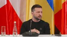Zelensky em coletiva de imprensa em Kiev: críticas ao discurso frágil do governo brasileiro | Foto: Reprodução/YouTube