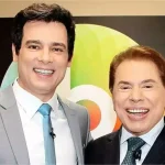 Foto dos apresentadores Celso Portiolli e Silvio Santos