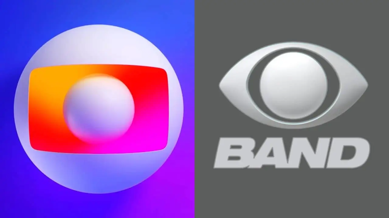 Foto dos logotipos da Globo e da Band