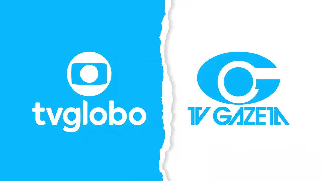 Foto dos logotipos da TV Globo e da TV Gazeta
