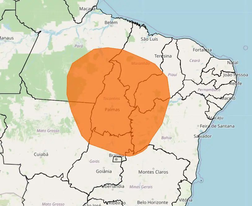 Mapa de alertas do Inmet