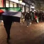 Imagem mostra agressores na Holanda com bandeira da Palestina | Foto: Reprodução/Twitter/X