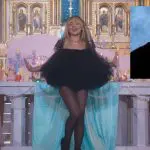 A cantora Sabrina Carpenter, que usou instalações da igreja chefiada por Gigantiello (no destaque): desgaste e suspeitas de corrupção levaram ao desligamento do padre | Foto: Montagem do reprodução/Twitter/X
