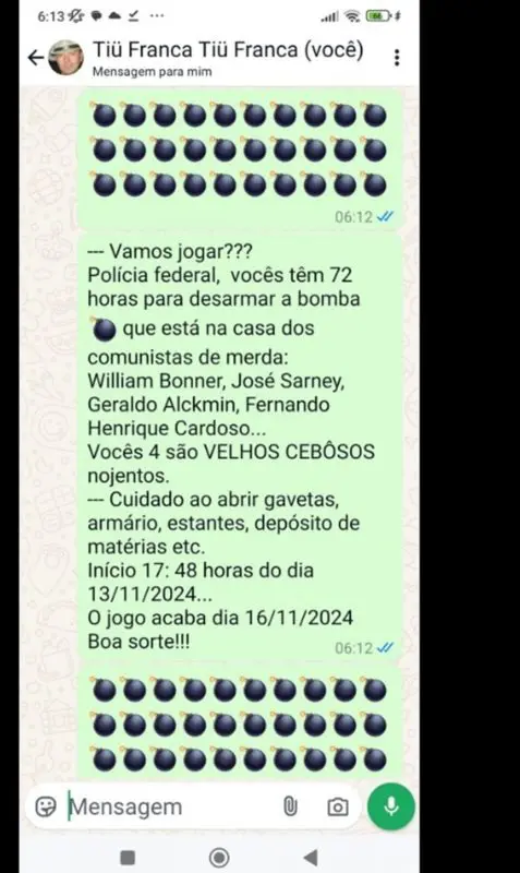 Mensagem de Francisco postada no Facebook: ameaças e desafio para a Polícia Federal | Foto: Reprodução/Facebook