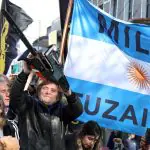 O presidente da Argentina, Javier Milei, em manifestação | Foto: Cristina Sille Crédito: REUTERS