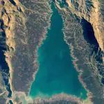 Lago Dunkan, no Iraque: 'ponto turísticos' para astronautas que sobrevoam a Terra em missões espaciais | Foto: Reprodução/Twitter/X