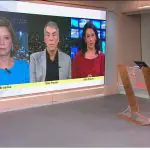 Imagem de transmissão da GloboNews, um dos canais analisados pelo Ibope na matéria de que em novembro, canais de notícias da TV fechada somam 0,18 ponto de audiência