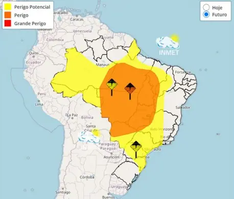 Ao menos 11 Estados estão sob alerta laranja | Foto: Reprodução/Inmet