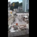 De acordo com a concessionária Linha Uni, responsável pela obra, o desabamento se deu em razão de um solapamento parcial do solo | Foto: Reprodução/Redes sociais