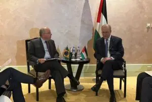 O ministro das Relações Exteriores do governo Lula, Mauro Viera, encontra primeiro-ministro e chanceler da Palestina, Mohammed Mustafa