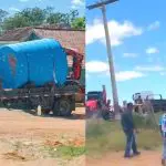 Caixa d´água e tratores fornecidos pela Prefeitura de Pedras Altas, no sul gaúcho: apoio explícito de prefeito a movimento de invasão de terra a fazendas gaúchas | Foto: Arquivo pessoal