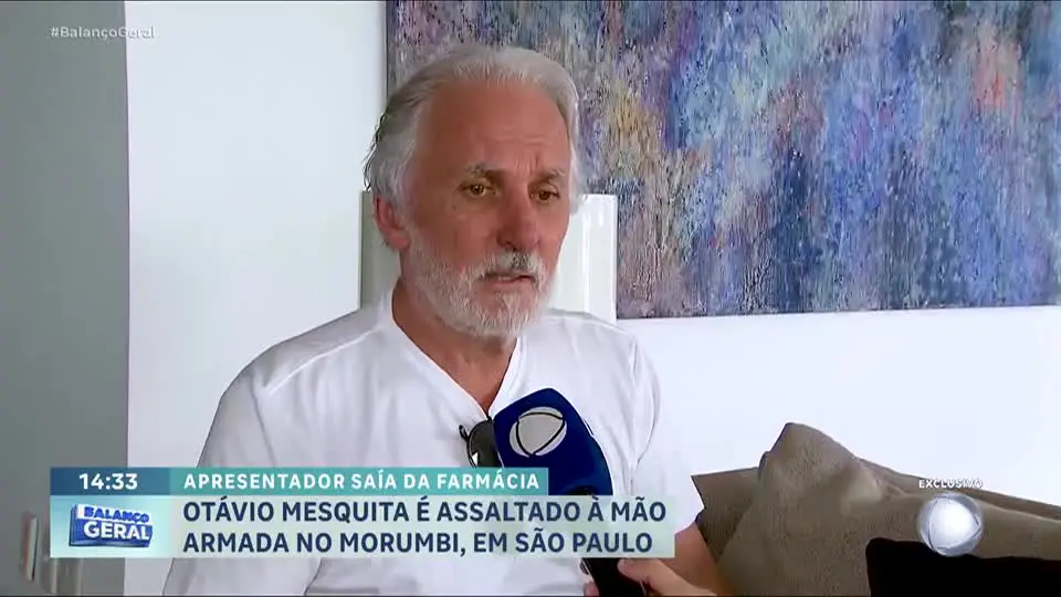 Foto de Otávio Mesquita em entrevista para a Record
