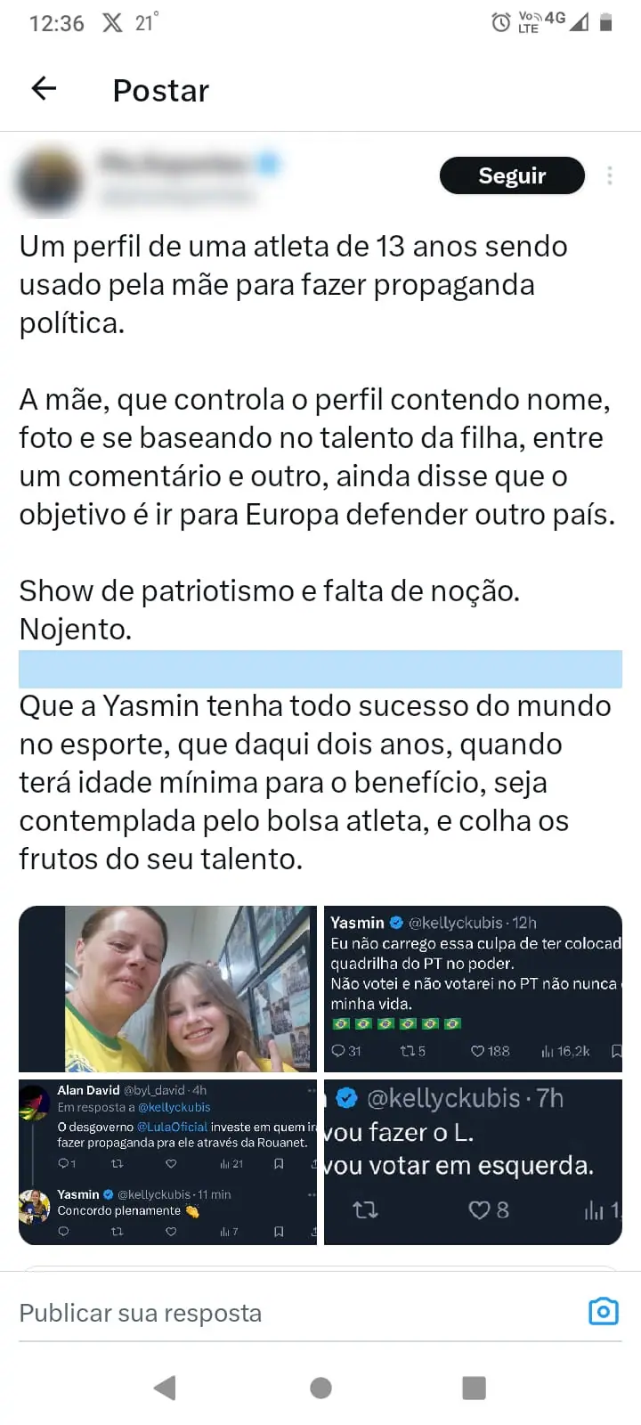 Post publicado pelo perfil de um jornalista com mais de 120 mil seguidores; a publicação foi apagada depois de um dia | Foto: Reprodução