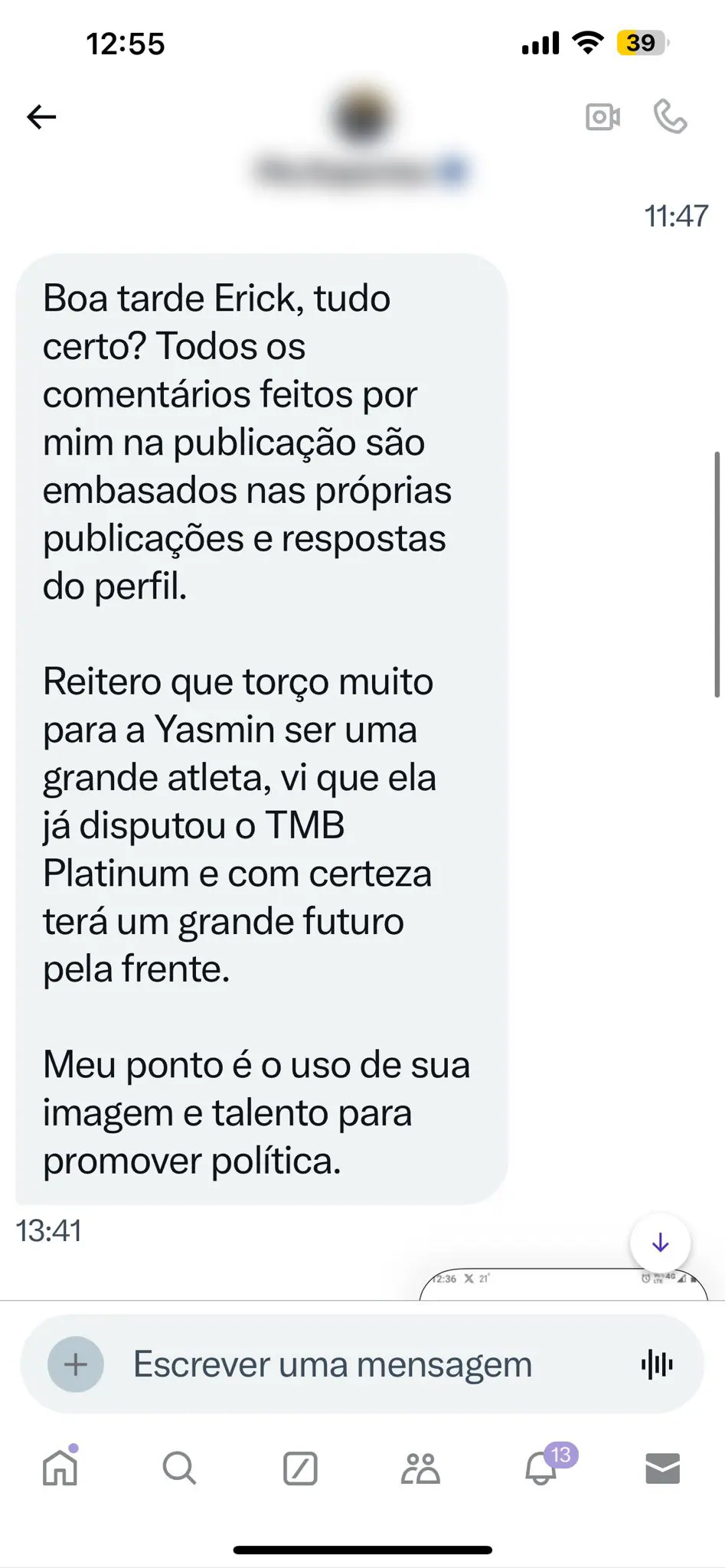 Perfil com 120 mil seguidores acusou a mãe de Yasmin Saddock de fazer 'propaganda política' com a imagem da filha | Foto: Reprodução/Acervo pessoal