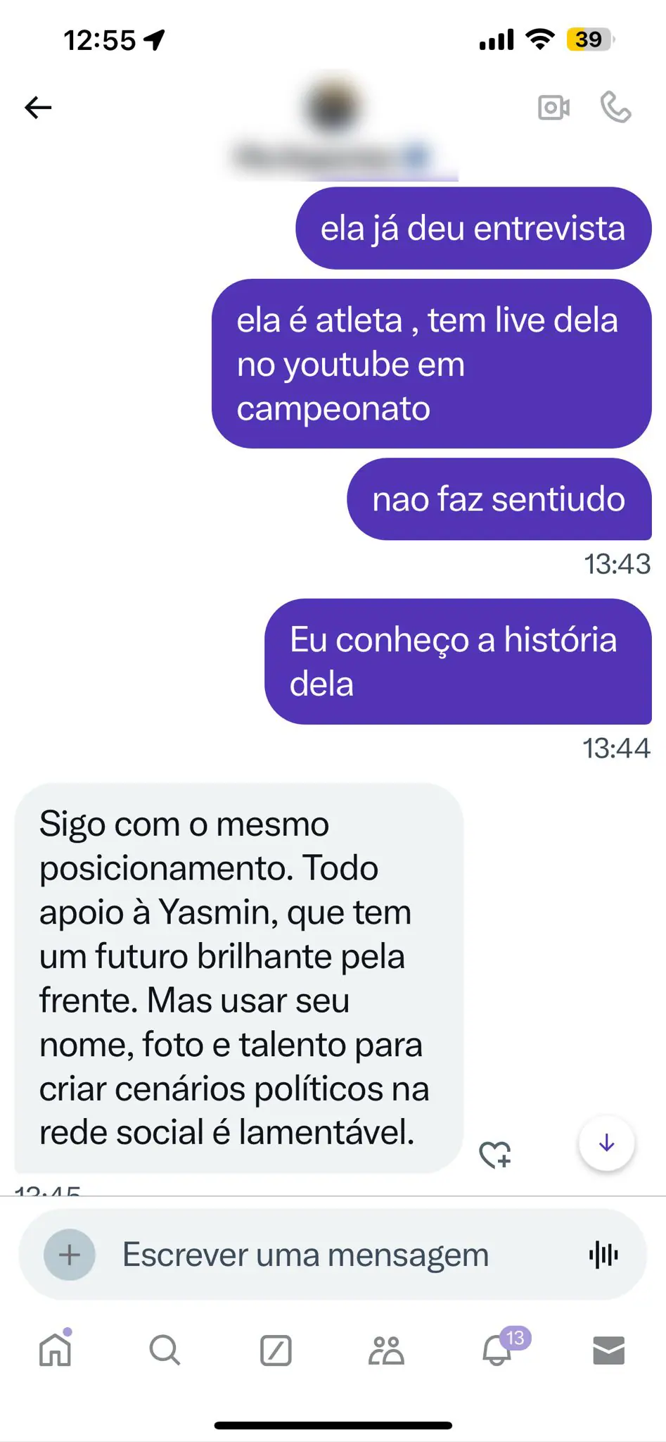 Perfil com 120 mil seguidores acusou a mãe de Yasmin Saddock de fazer 'propaganda política' com a imagem da filha | Foto: Reprodução/Acervo pessoal