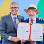 Presidente da República, Luiz Inácio Lula da Silva, durante a cerimônia de posse de Sidônio Palmeira no cargo de Ministro da Secretaria de Comunicação Social da Presidência da República, no Palácio do Planalto. Brasília - DF | Foto: Ricardo Stuckert / PR